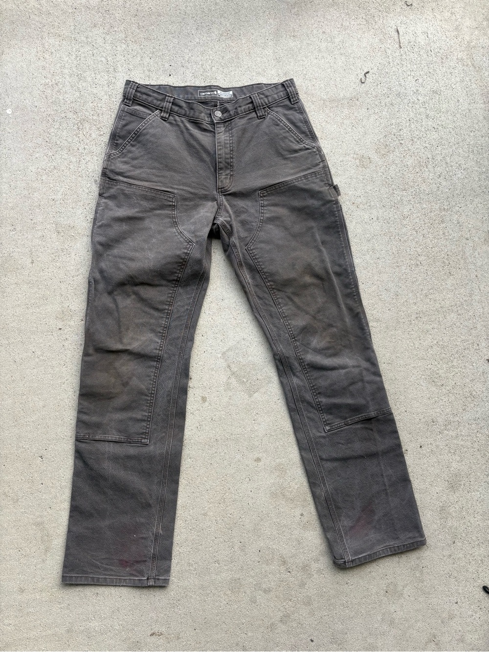 Carhartt Double Knee Pants Mens DFE Dark Coffee 34x34 Canvas Workwear